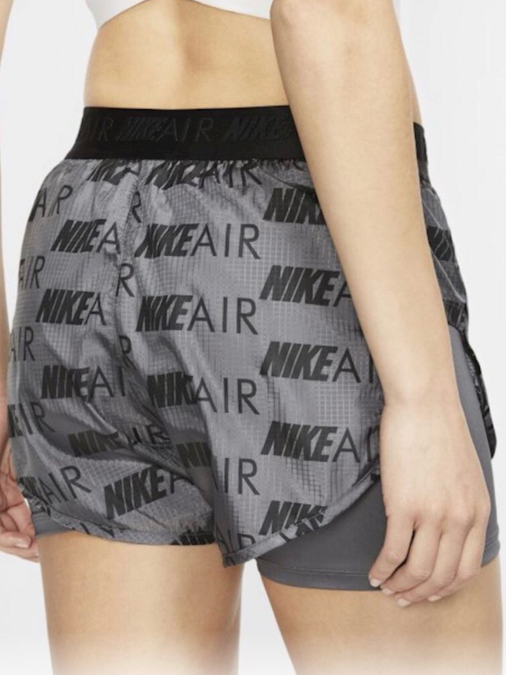 NIKE AIR Women’s 2-In-1 Medium Dark Grey/Carbon Black Running Shorts